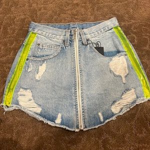 LF Zipper Denim Mini Skirt